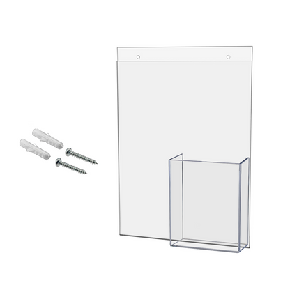 8.5"W x 11"H Wall Sign Holder with Brochure Pocket and Hardware