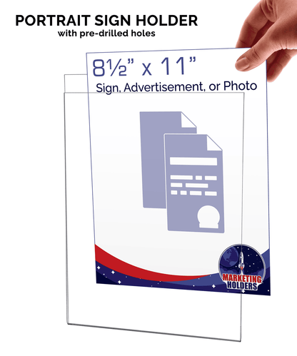 8.5"W x 11"H Wall Sign Holder with Hanging Hardware