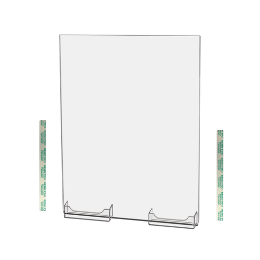8.5"W x 11"H Wall Sign Holder with 2 Business Card Slots and Tape