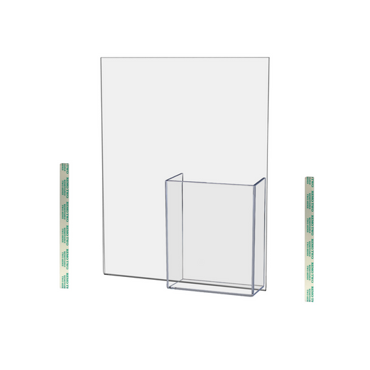 8.5"W x 11"H Wall Sign Holder with Brochure Pocket and Tape
