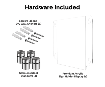 8.5"W x 11"H Sign Holder with Standoffs Business Hours Menu