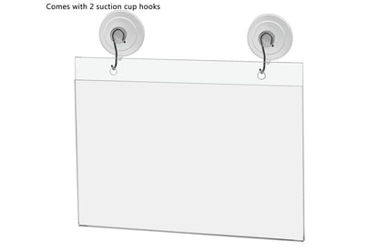 8.5"W x 5.5"H Window Mount Sign Holder Suction Cup with Hooks