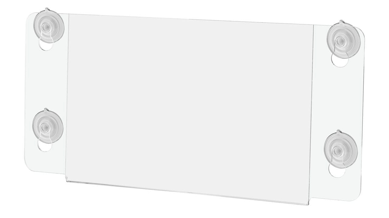 Eight and a half inch wide by five and a half inch high Double Sided Signage Holder with Suction Cups Empty