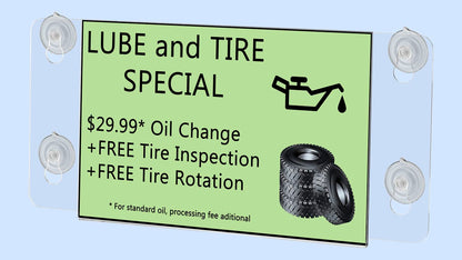 Sign Holder 8.5"W x 5.5"H Double Sided Display with Suction Cups