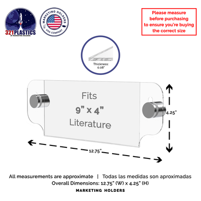 9"W x 4"H Sign Holder with Standoffs Photo Display Wall Frame