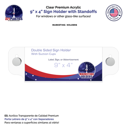 9"W x 4"H Sign Holder with Standoffs Photo Display Wall Frame