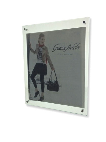 8.5"W x 11"H Portrait Frame Green Edge Wall Mount Sign Display