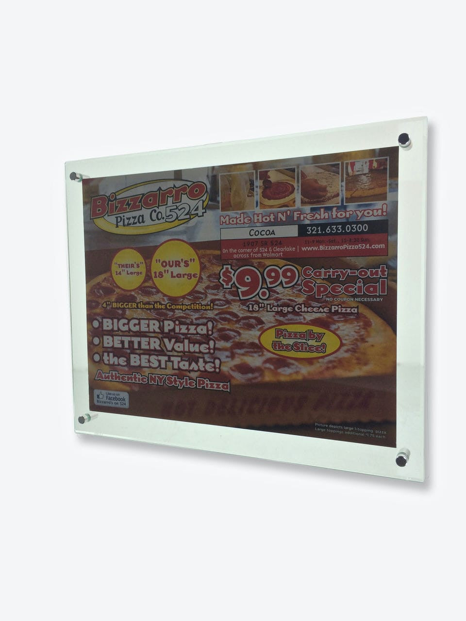 Green Edged Wall Mount Sign Holder Display landscape with literature Eight and a Half Inches Wide by Eleven Inches High