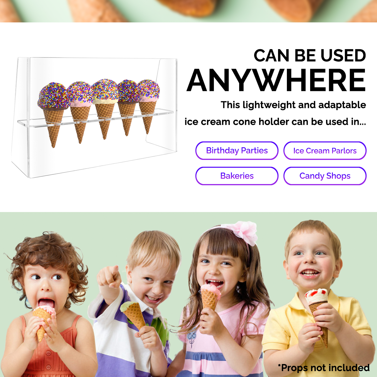 Ice Cream Cone Display  with Five Slots