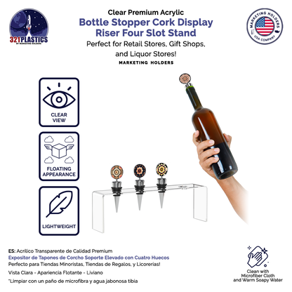 Wine Bottle Stopper 4 Slot Display Riser Tabletop Bar Essentials