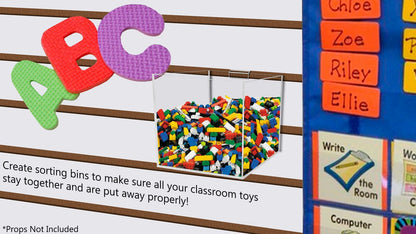 Five Inches Wide Create sorting bins to make sure all classroom toys stay together and are put away properly