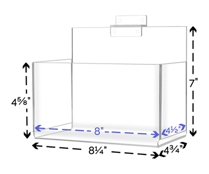 Slatwall 8"W Merchandise Display Bin with High Back
