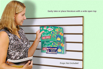 Slatwall 8.5"W Horizontal Brochure Holder with Business Card Slot