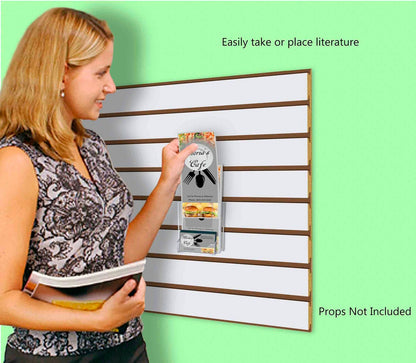 Slatwall 4"W Trifold Brochure Holder with Business Card Slot