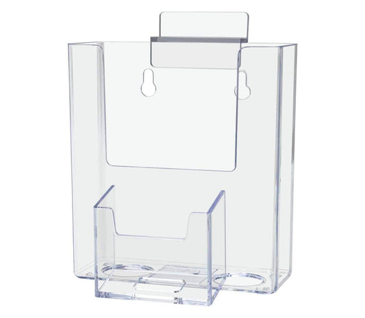 Slatwall 4"W Trifold Brochure Holder with Vertical Card Slot