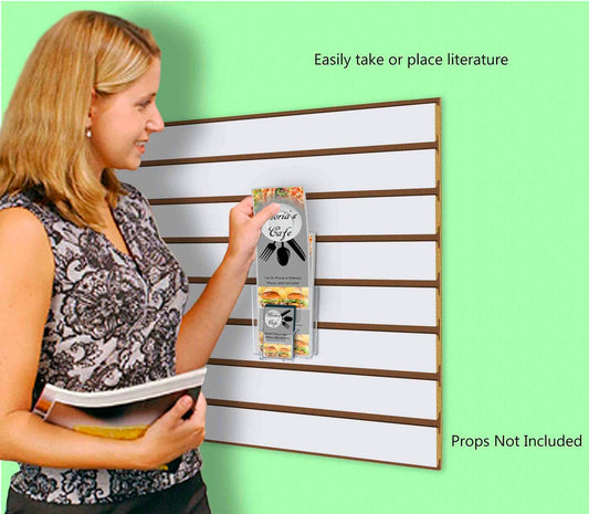 Slatwall 4"W Trifold Brochure Holder with Vertical Card Slot