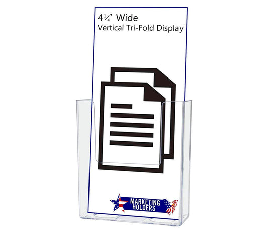 Slatwall 4"W Trifold Brochure Holder Literature Bin