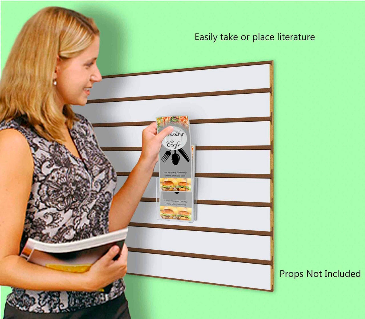 Slatwall 4"W Trifold Brochure Holder Literature Bin