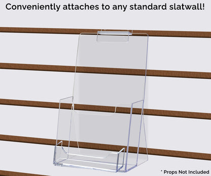 Slatwall 4.25" Trifold Brochure Holder with Business Card Slot