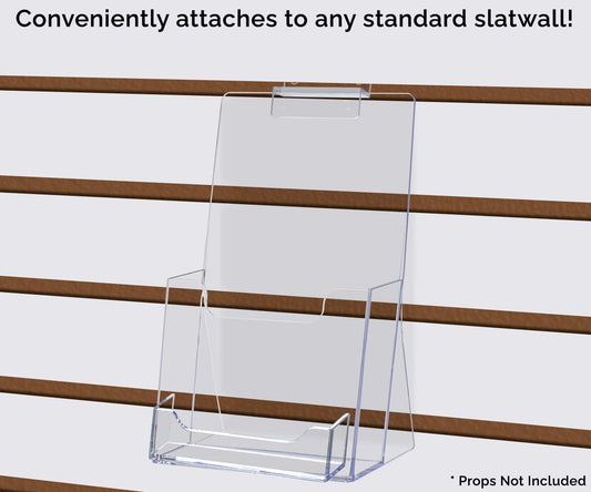 Slatwall 4.25" Trifold Brochure Holder with Business Card Slot