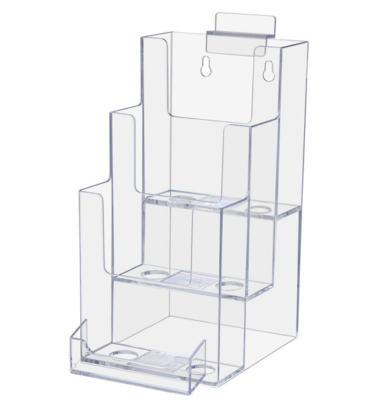 Slatwall 4"W Trifold Brochure Holder with Appointment Card Slot