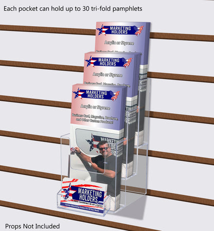 Slatwall 4"W Trifold Brochure Holder with Appointment Card Slot