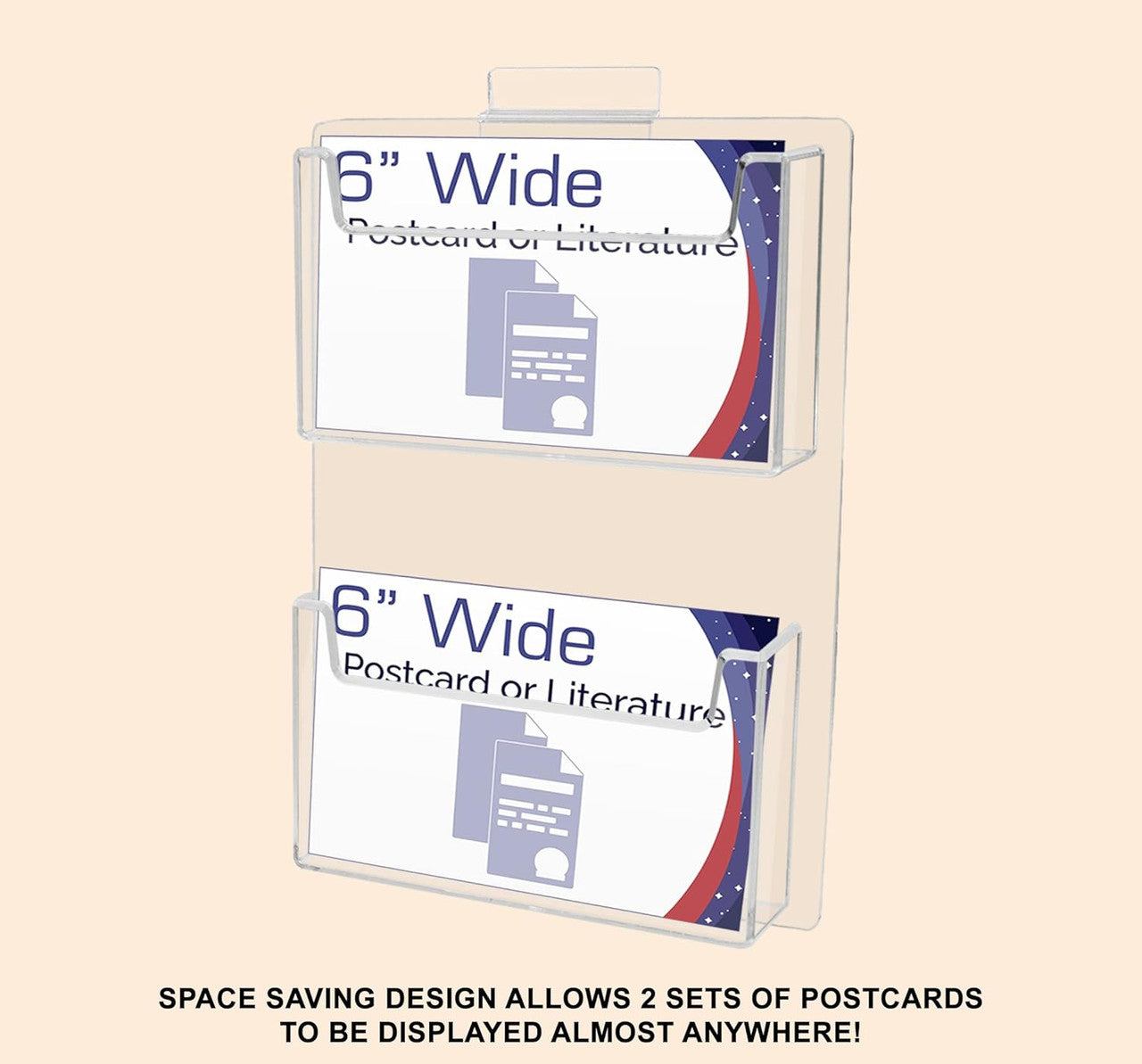 Slatwall 6"W Postcard Holder 2 Pocket Index Time Card Rack