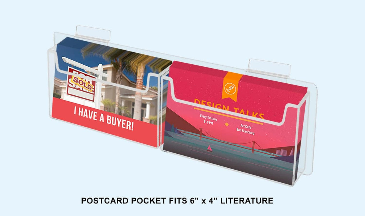 Slatwall 6"W Postcard Holder Two Pocket Index Time Card Rack