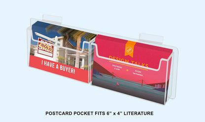 Slatwall 6"W Postcard Holder Two Pocket Index Time Card Rack