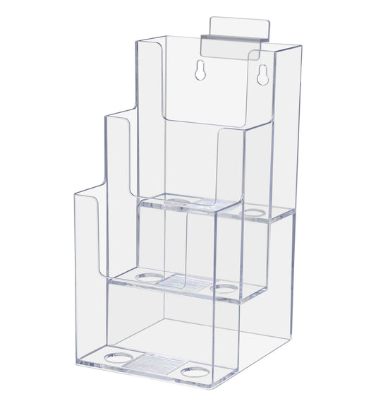 Slatwall 4"W Brochure Holder 3 Tier Rack Card Display