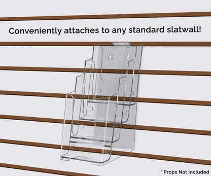 Slatwall 4"W Literature Display 4 Tier Trifold Brochure Holder