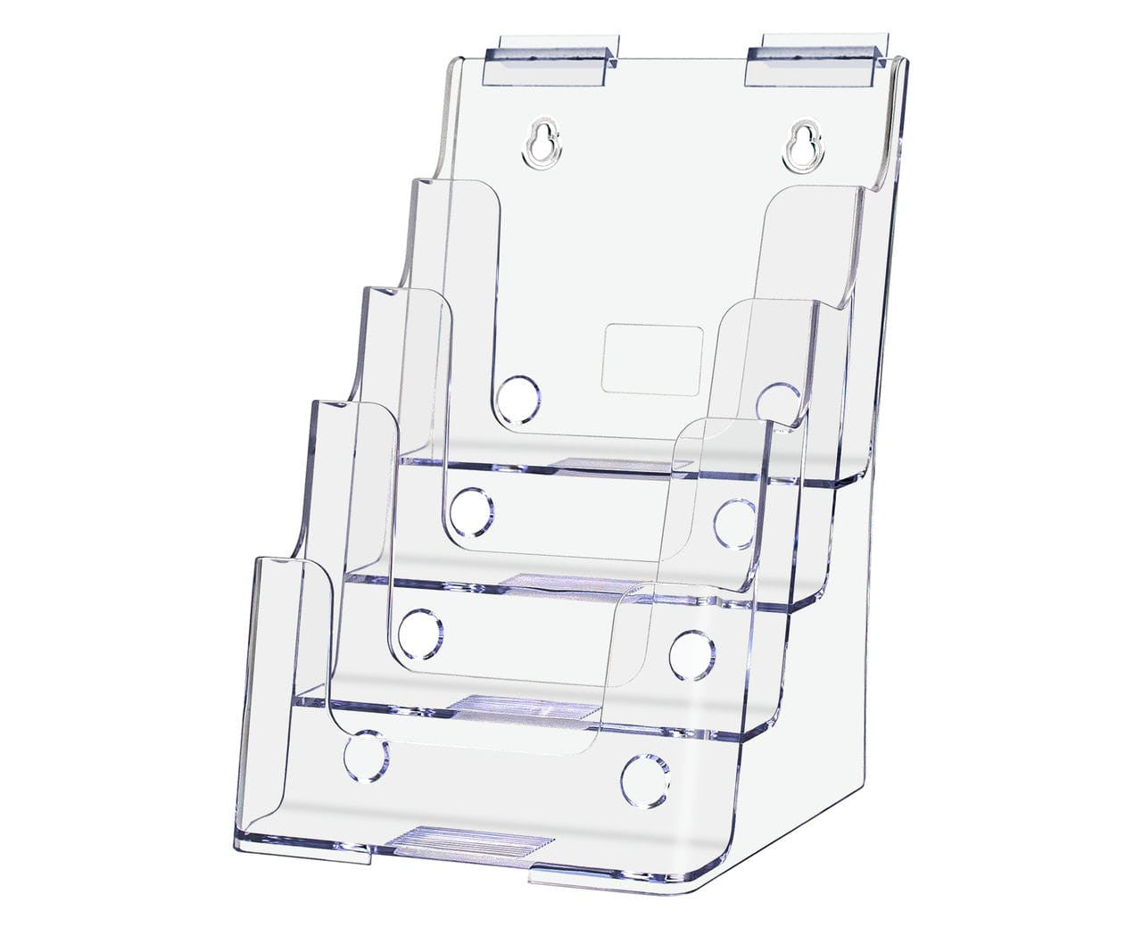 Slatwall Six and a Quarter Inches Wide Four Tier Bi Fold Brochure Holder