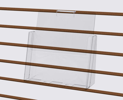 Nine Inches Wide Slatwall Literature Holder on a wall empty