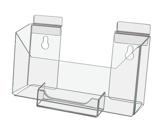 Slatwall 7.5"W Postcard Holder with Attached Business Card Pocket