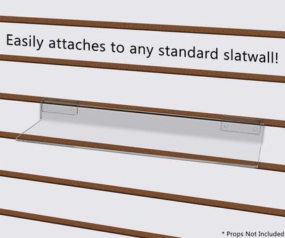12" x 4.5" x 1.75" Clear Acrylic Slatwall Product Display Shelf