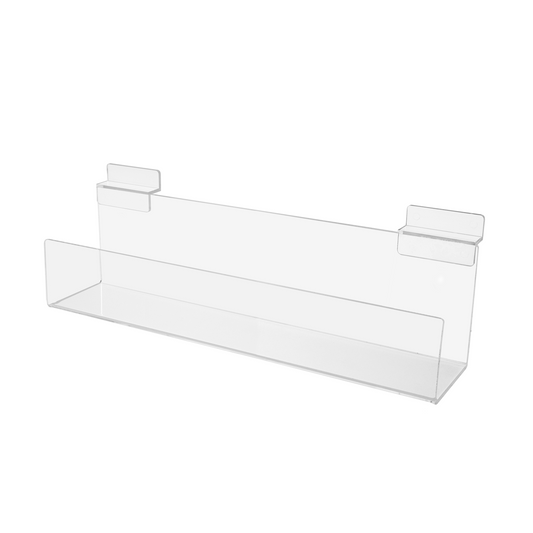 Slatwall 12"W Floating J Shelf Clear Acrylic