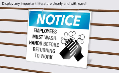 Eleven Inch Wide by Eight and A Half Inch High Slatwall Safety Information Sign Holder