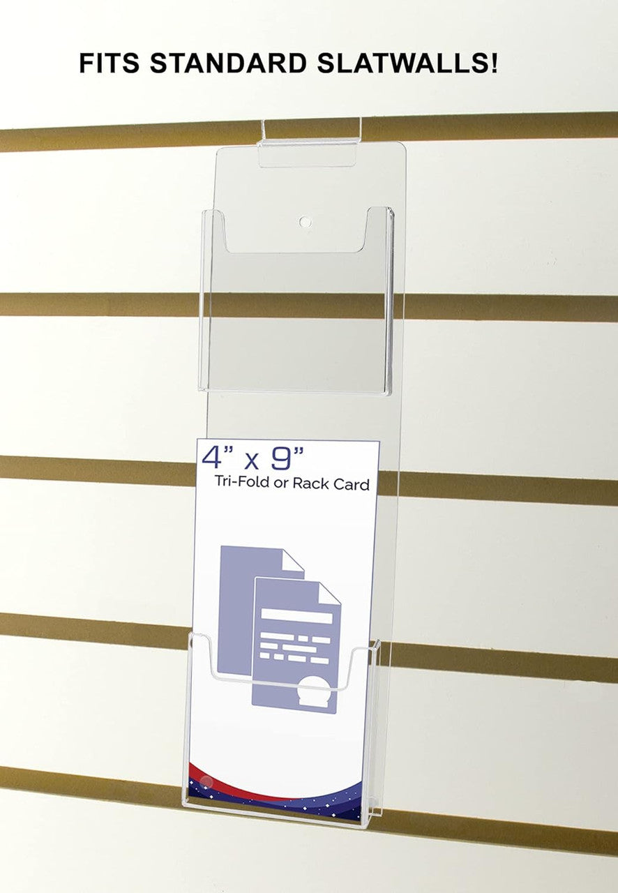 Slatwall 4"W Trifold Brochure Holder 2 Pocket Display