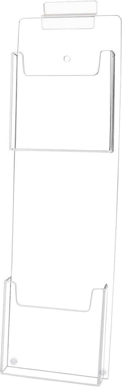 Slatwall 4"W Trifold Brochure Holder 2 Pocket Display