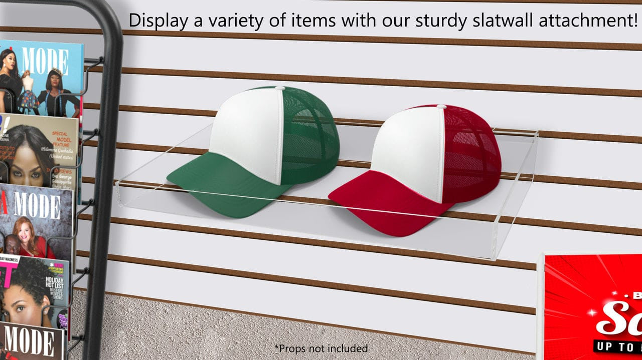 Slatwall 14"W Tray Merchandise Organizer See Through Rack