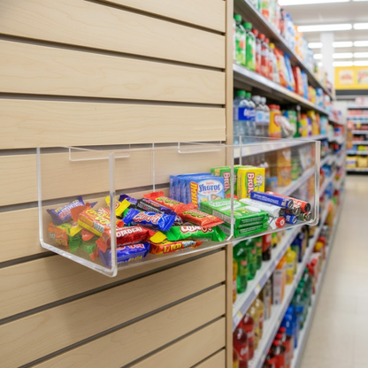 Slatwall 8"W Acrylic 2 Compartment Retail Merchandise Storage Bin