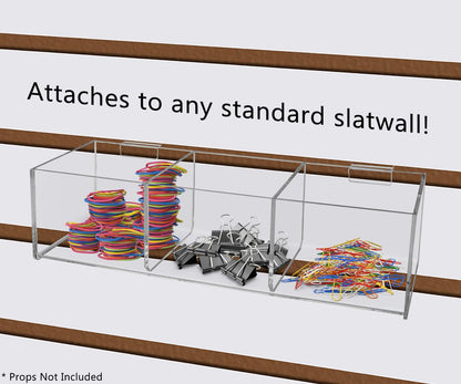 Twelve Inches Wide by Three Inches High Triple Attaches to any standard slatwall