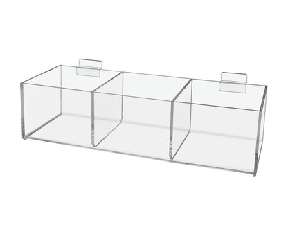 Twelve Inches Wide by Three Inches High Triple Compartment Storage Bin standard view