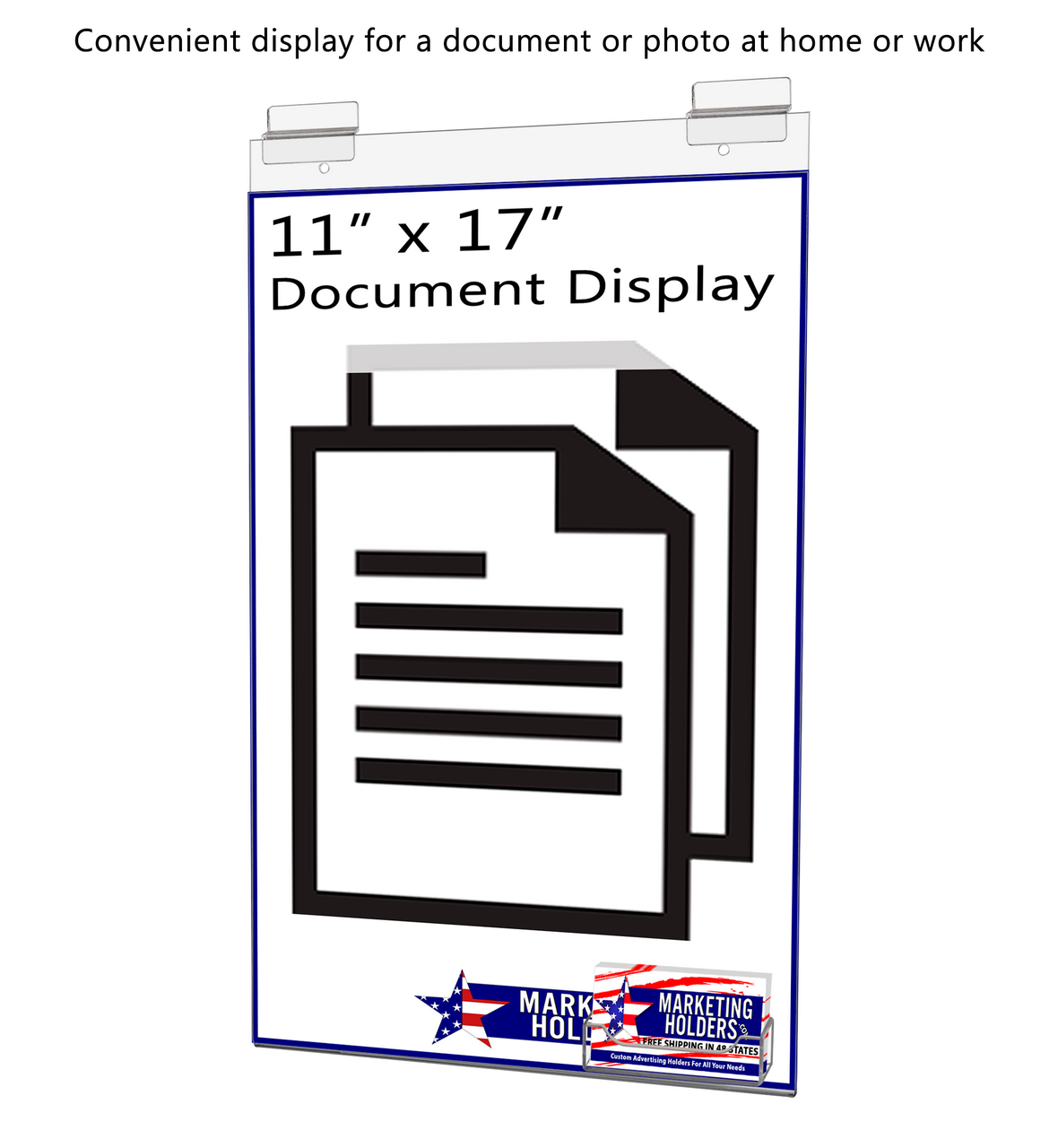 11"W x 17"H Slatwall Large Sign Holder Sleeve with Card Pocket