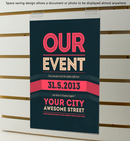 11"W x 17"H Slatwall Sign Holder Poster Display