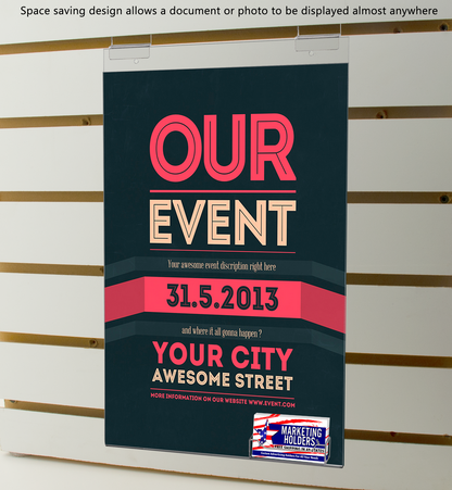 11"W x 17"H Slatwall Large Sign Holder Sleeve with Card Pocket