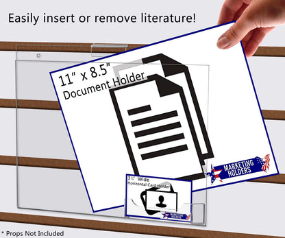 11"W x 8.5"H Slatwall Sign Holder with Business Card Pocket