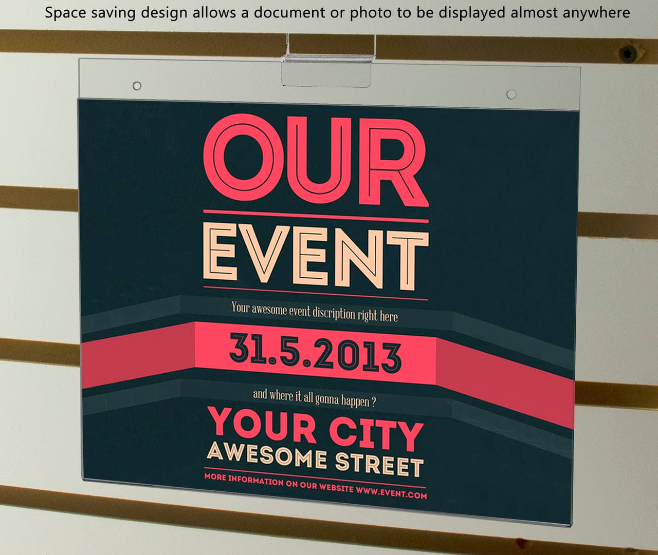 Space saving design allows a document or photo to be displayed almost anywhere