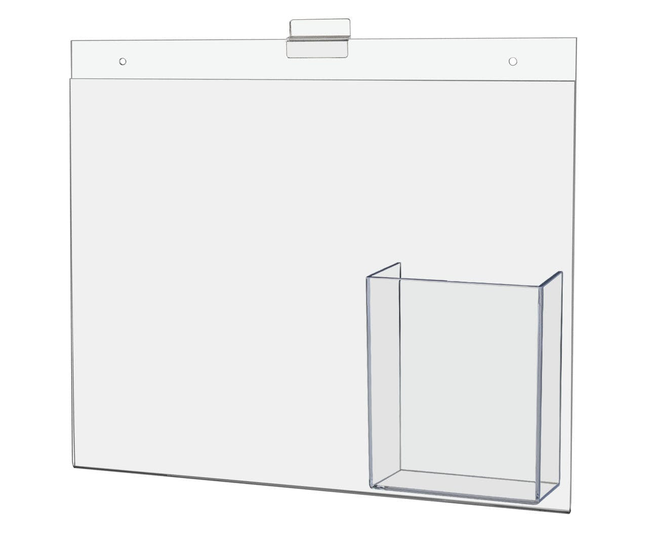 14"W x 11"H Slatwall Promotional Sign Holder with Brochure Slot