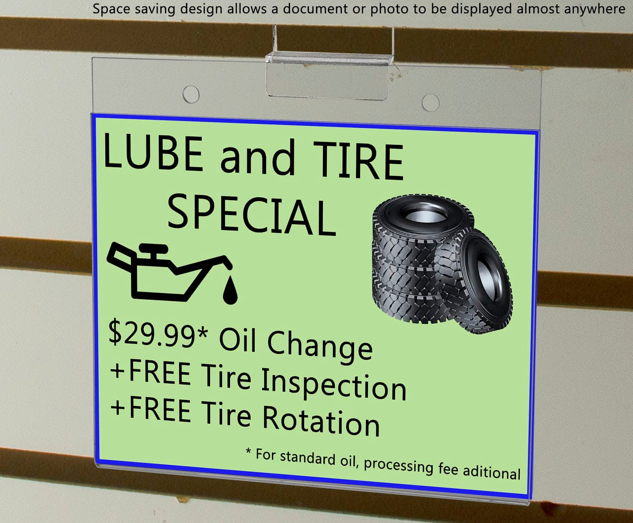 7"W x 5"H Slatwall Sign Holder for Pricing Sales and Specials